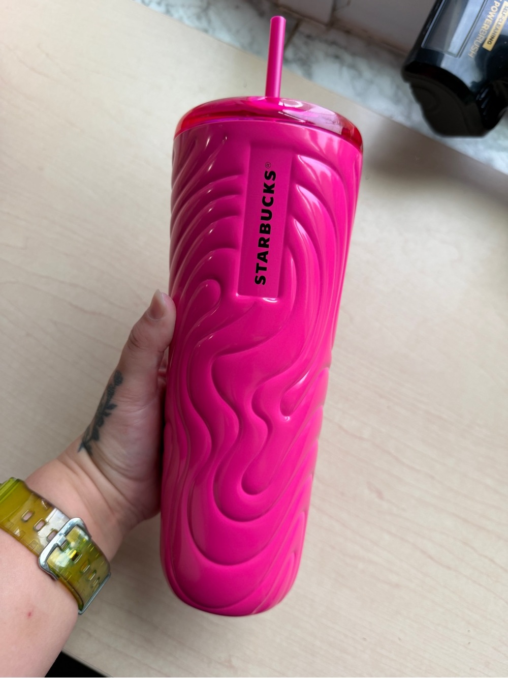 Pink swirly Starbucks tumbler